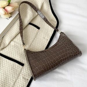 Crocodile Embossed Baguette Bag